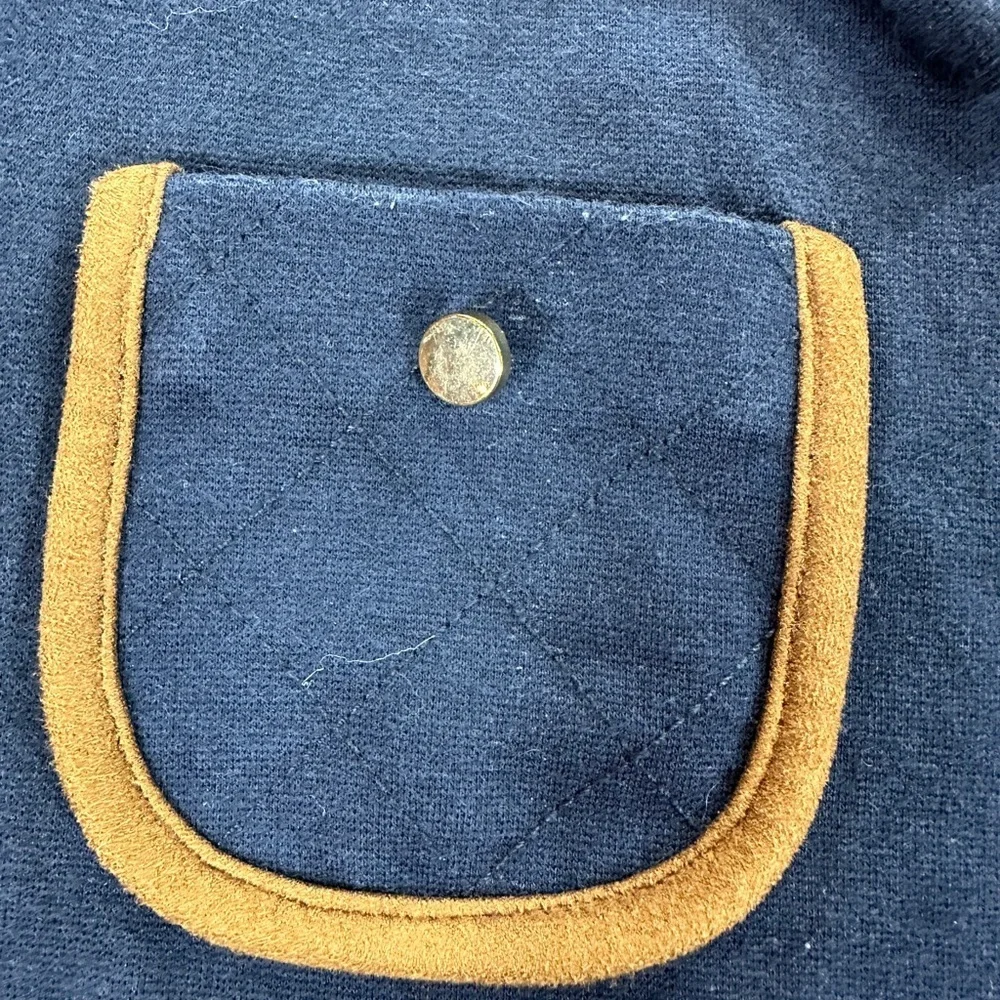 Quilted Ponte Riding Dress Navy and Brown Pockest and Elbows Sz 3